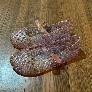 Girls purple sparkle jelly shoes